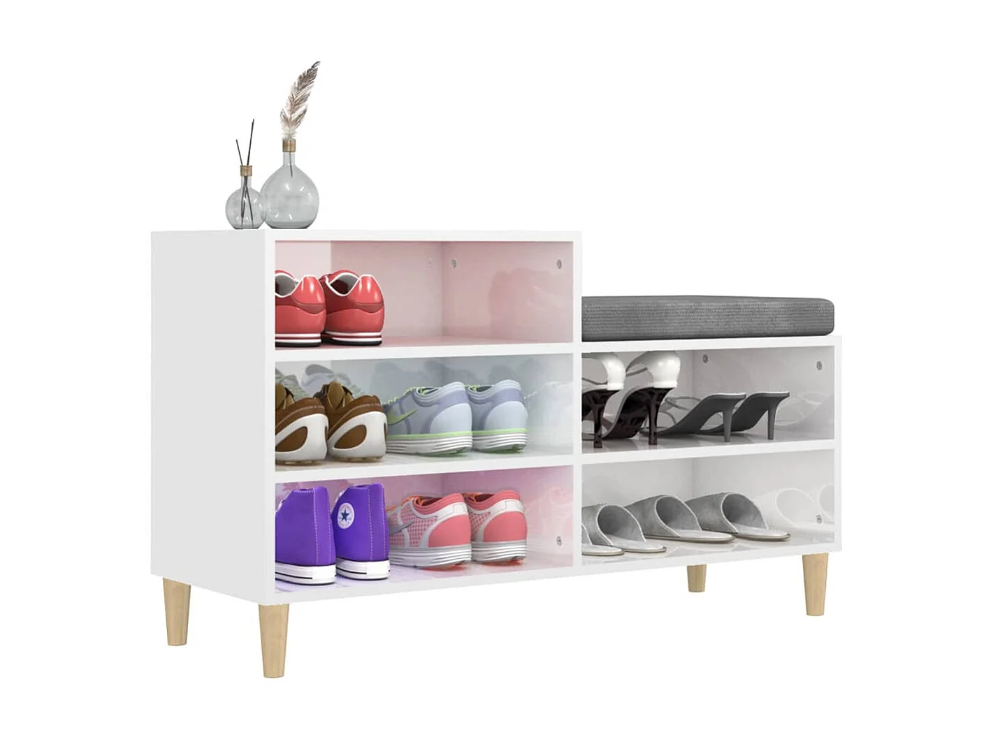 Scarpiera Bianco lucido 102x36x60 cm MDF