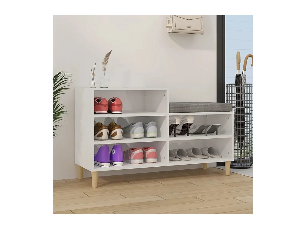 Scarpiera Bianco lucido 102x36x60 cm MDF