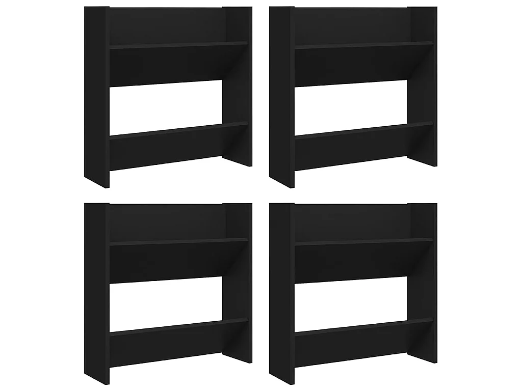 Zapateros de pared 4 piezas Aglomerado negro 60x18x60 cm
