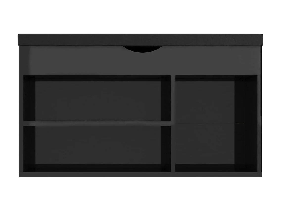 Panca per scarpe e cuscino Nero lucido 80x30x47 cm Truciolare
