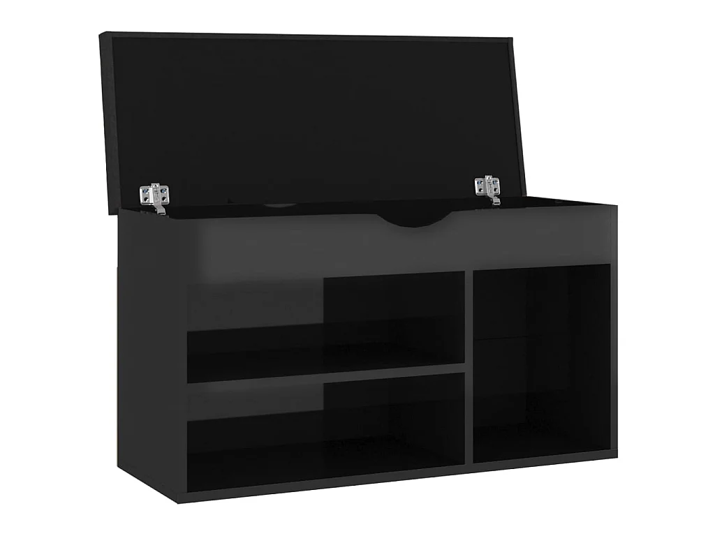 Banc à chaussures et coussin Noir brillant 80x30x47cm Aggloméré