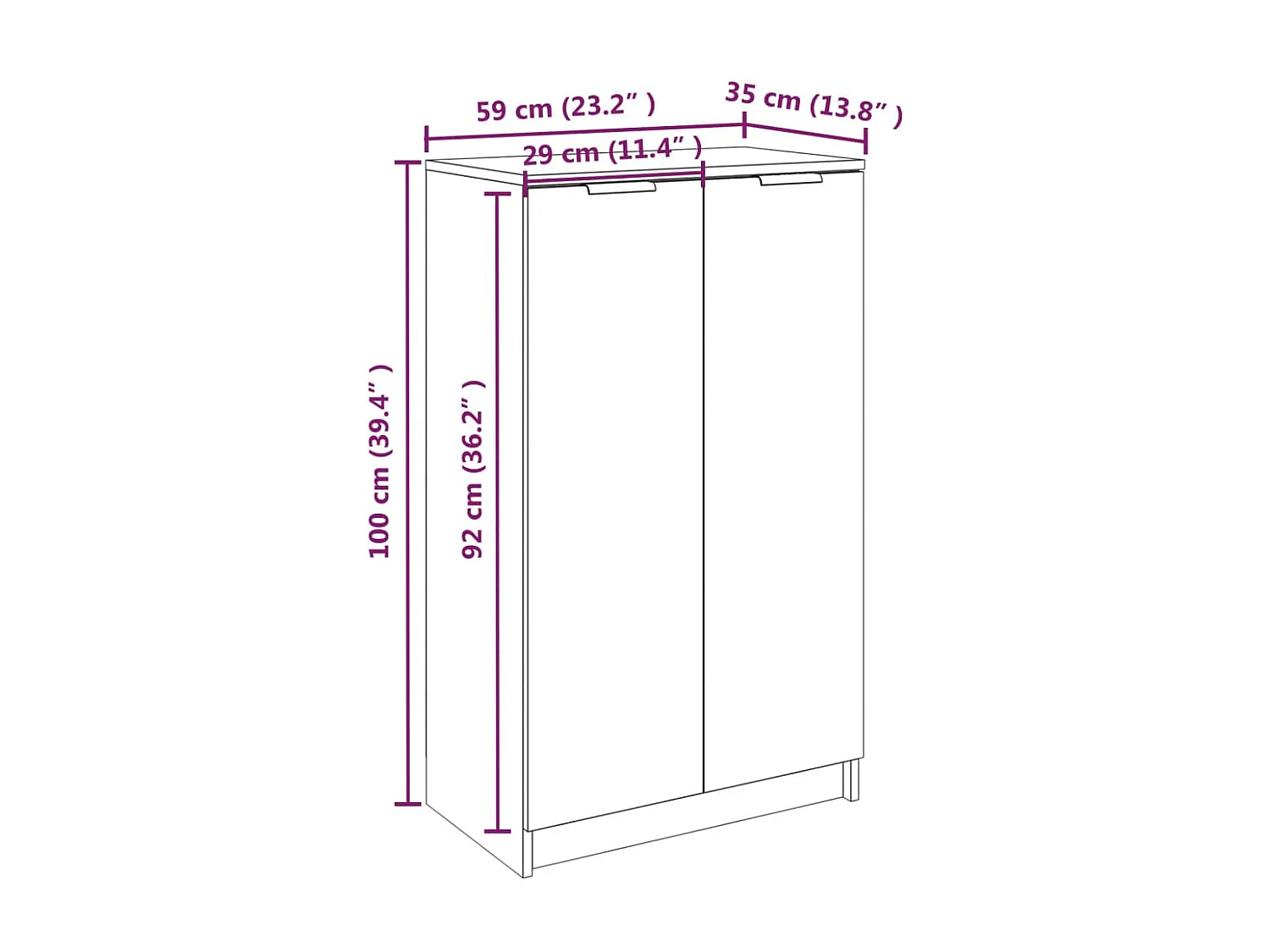 Armoire à chaussures Blanc 59x35x100 cm Bois d'ingénierie