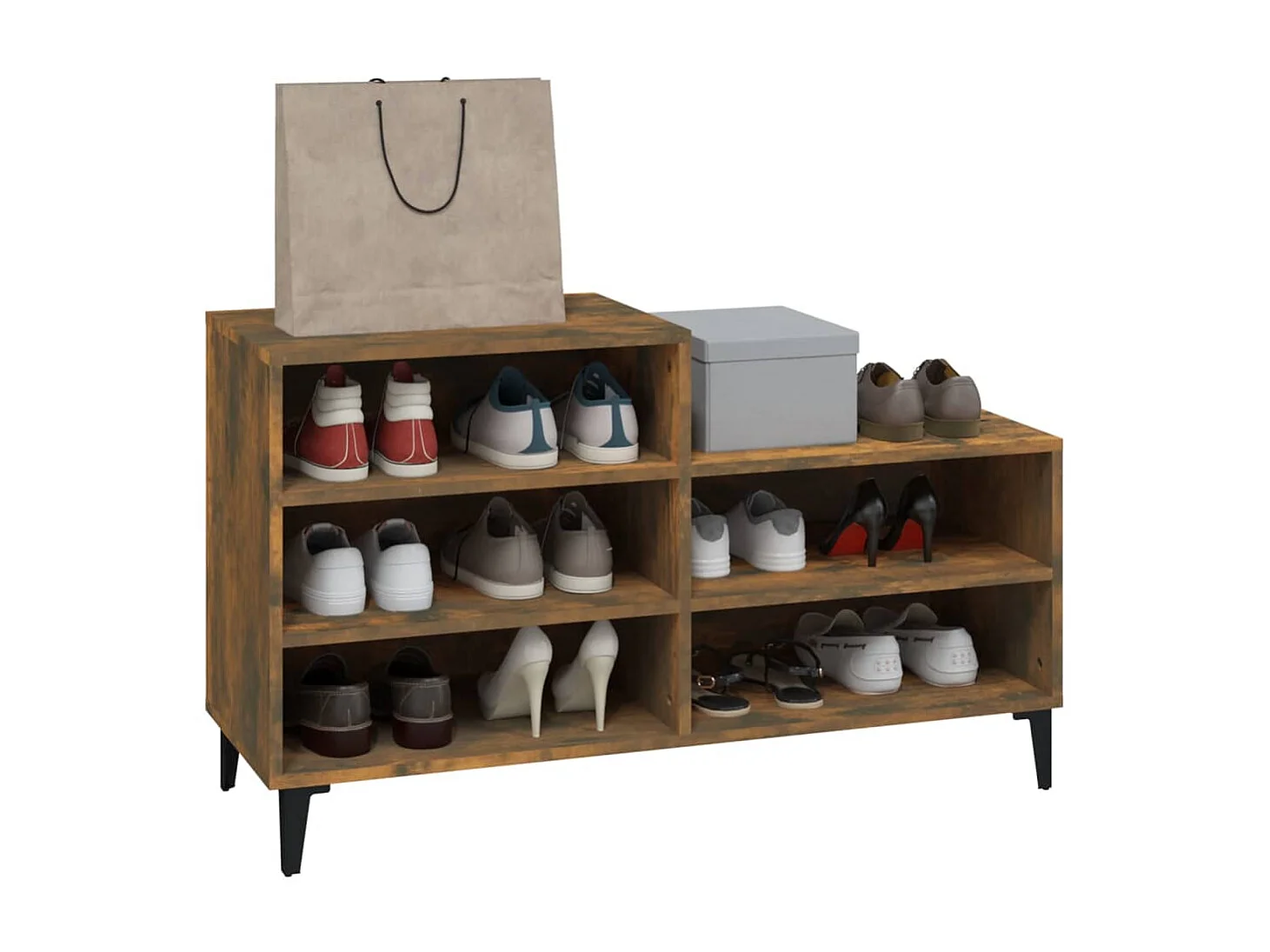 Zapatero Roble ahumado 102x36x60 cm Madera contrachapada