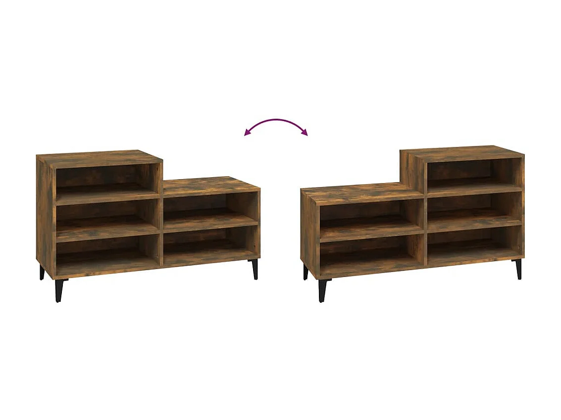 Armoire à chaussures Chêne fumé 102x36x60 cm Bois d'ingénierie