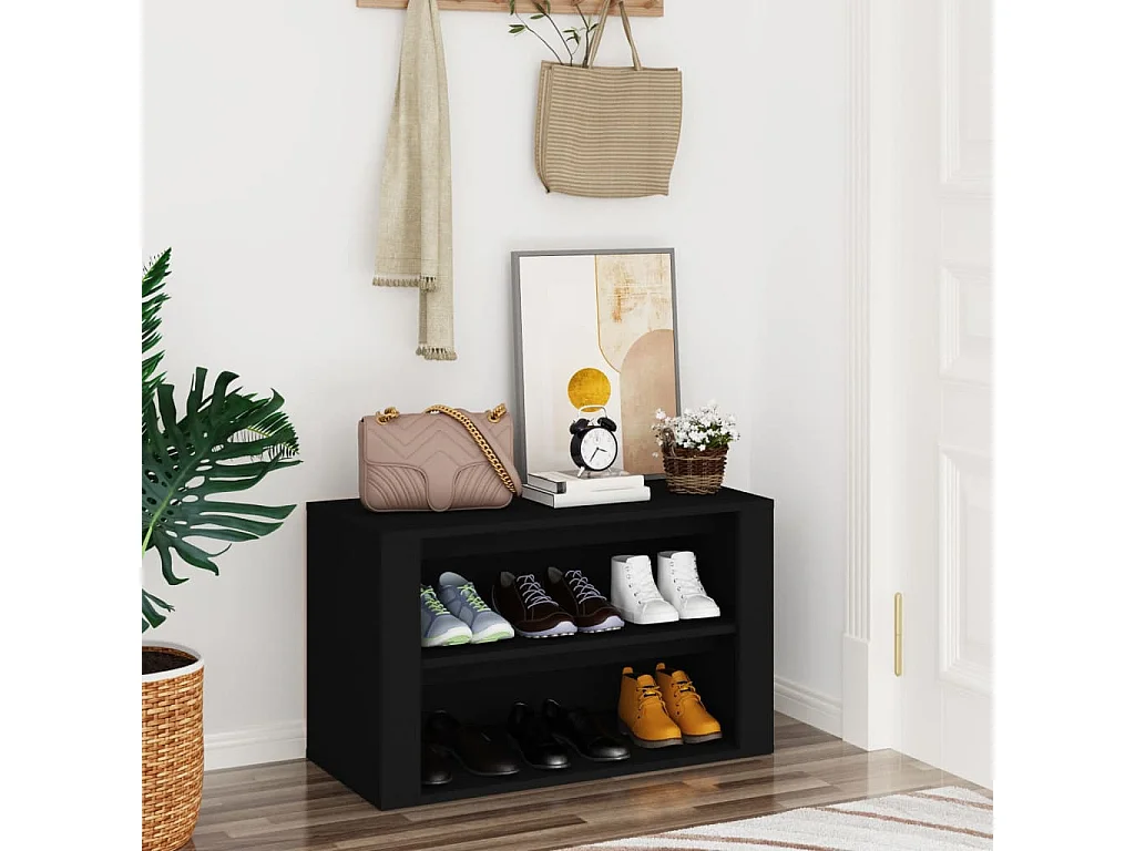 scarpiera Nera 75x35x45 cm MDF