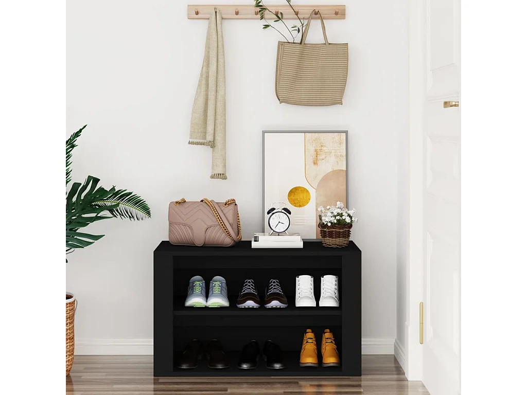 scarpiera Nera 75x35x45 cm MDF