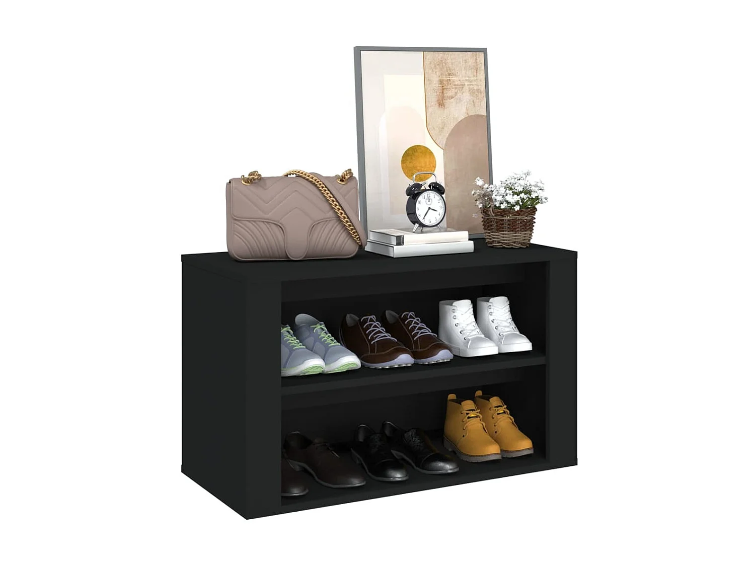 étagère à chaussures Noir 75x35x45 cm Bois d'ingénierie