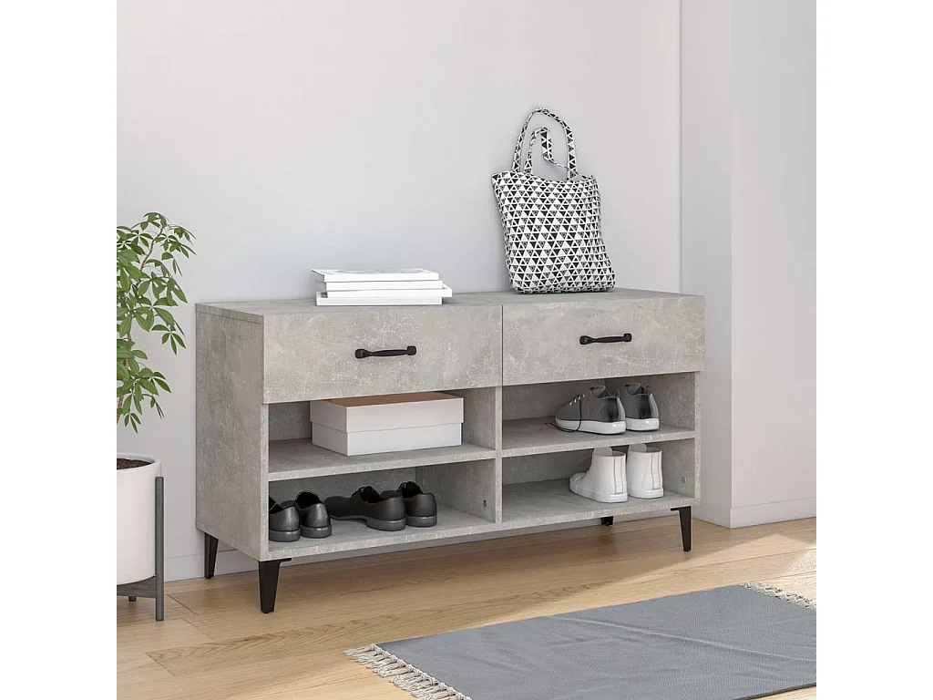 Schuhschrank Betongrau 102x35x55 cm Holzwerkstoff