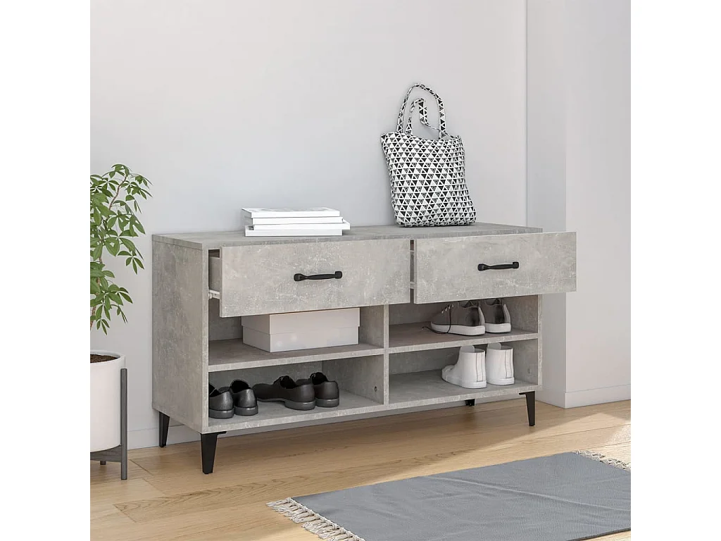 Schuhschrank Betongrau 102x35x55 cm Holzwerkstoff