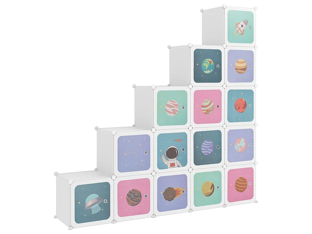 Armário infantil com 15 cubos Branco PP