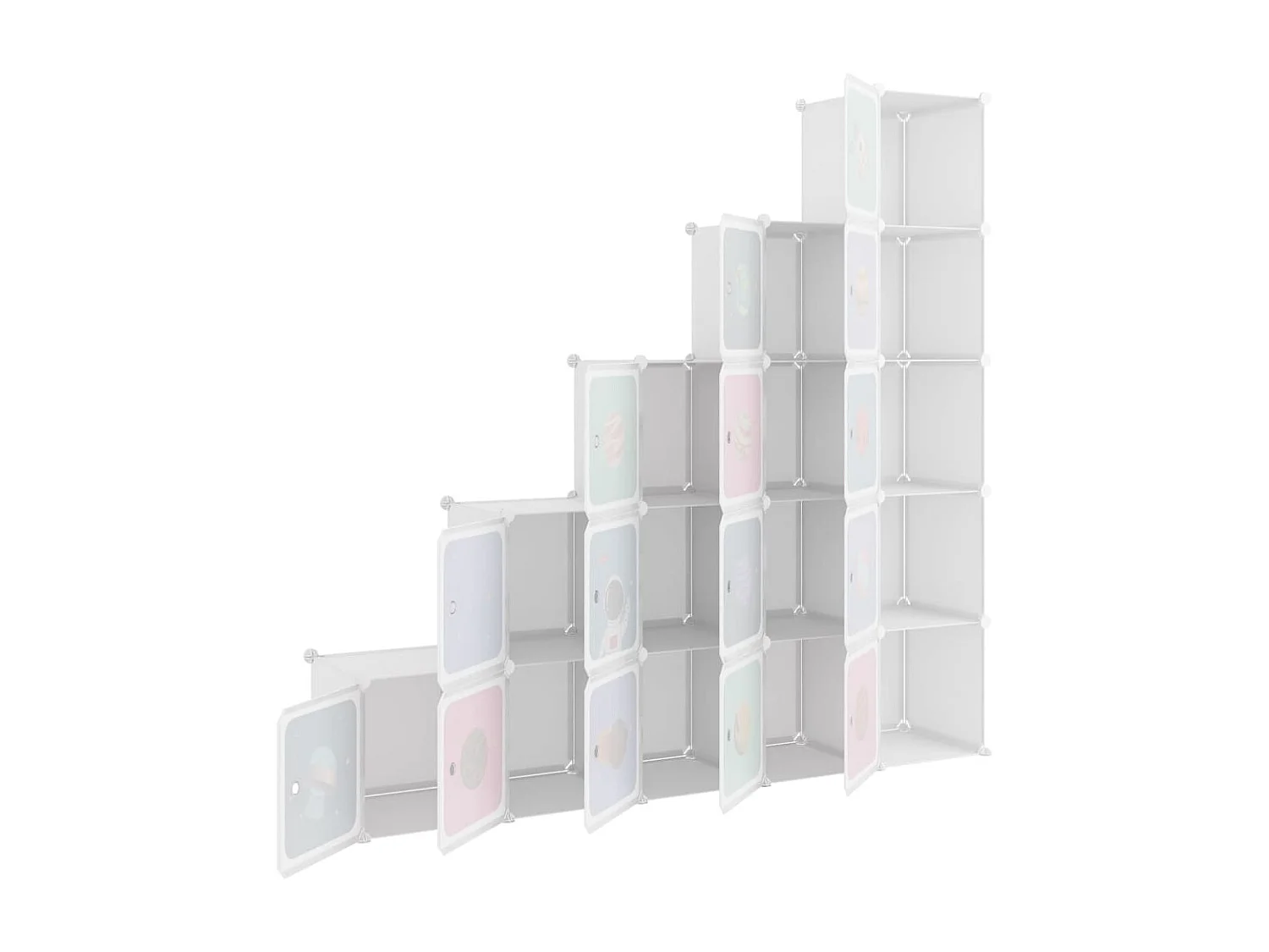 Mobile portaoggetti per bambini con 15 cubi Bianco PP