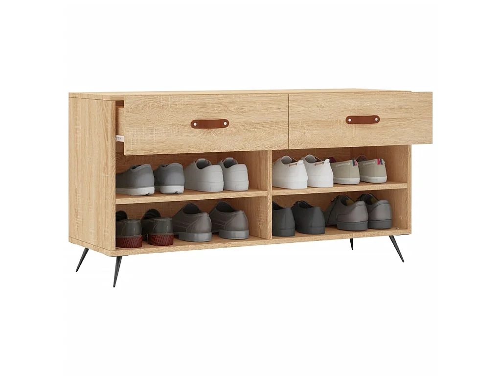 Banc à chaussures chêne sonoma 102x35x55 cm bois d'ingénierie