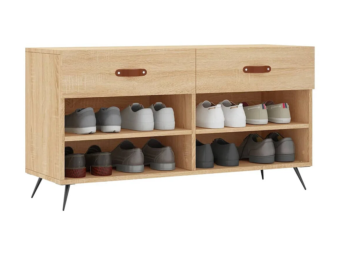 Banco de sapatos de carvalho Sonoma 102x35x55 cm madeira projetada