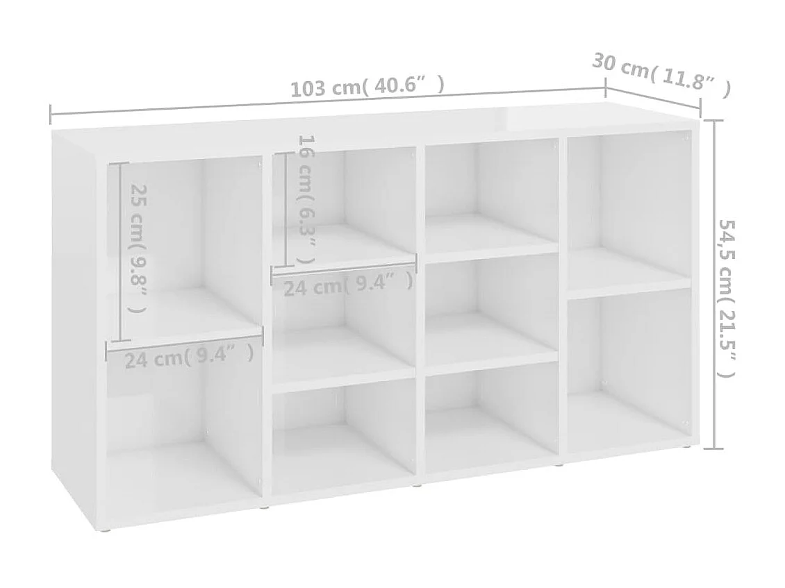 Banc à chaussures Blanc brillant 103x30x54,5 cm Aggloméré