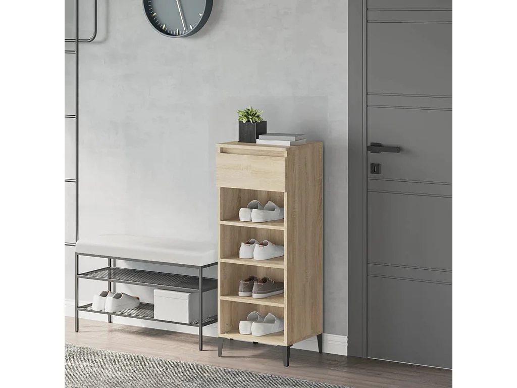 schoenenrek Sonoma eiken 40x36x105cm Bewerkt hout