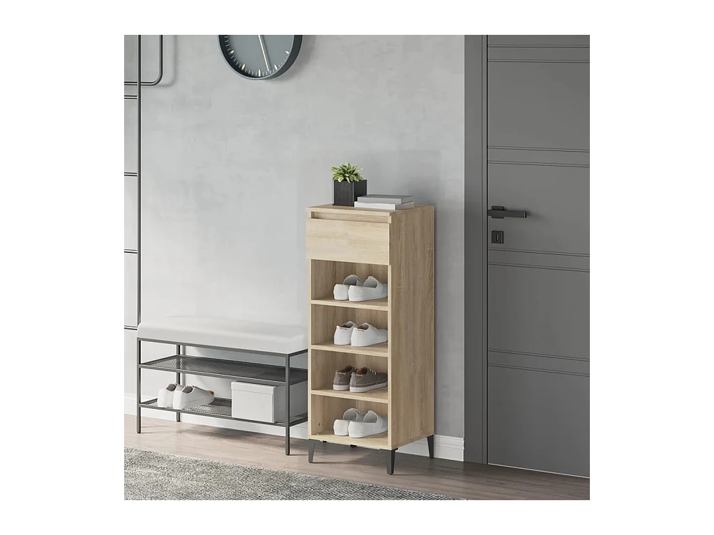 schoenenrek Sonoma eiken 40x36x105cm Bewerkt hout
