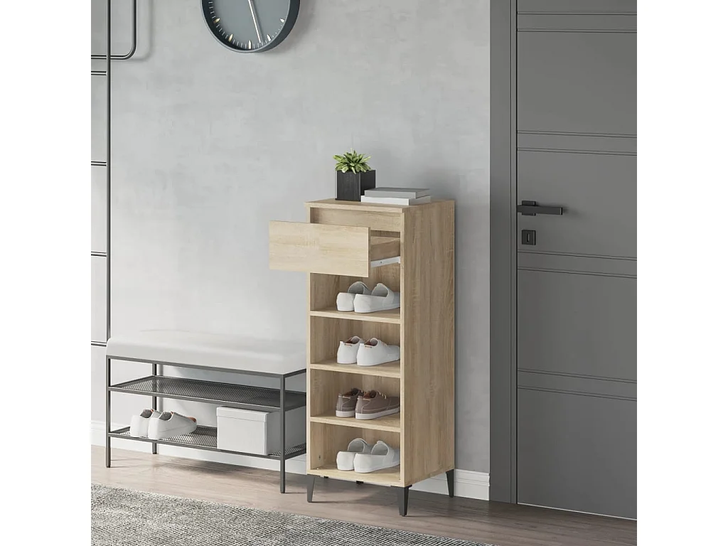 schoenenrek Sonoma eiken 40x36x105cm Bewerkt hout