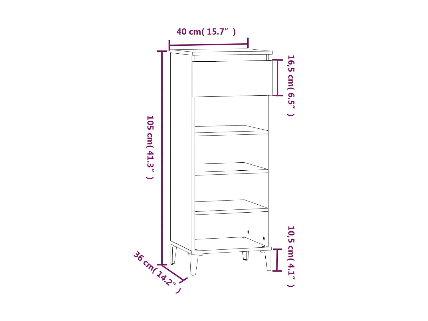 schoenenrek Sonoma eiken 40x36x105cm Bewerkt hout