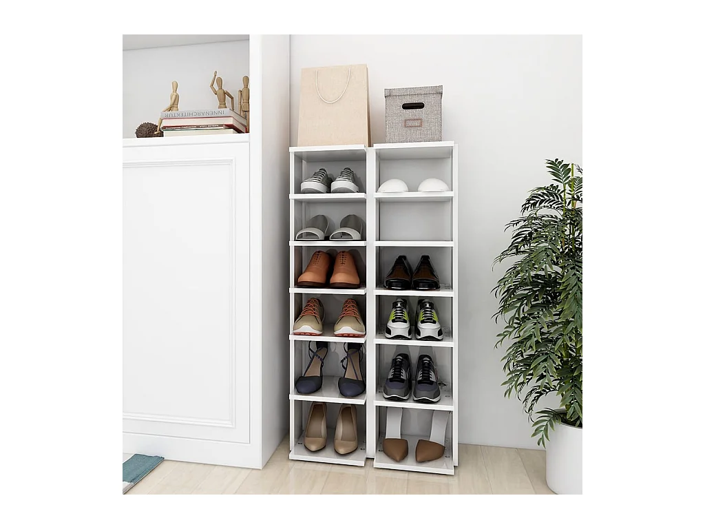 Schoenenkasten 2 stuks Glanzend wit 27,5x27x102 cm