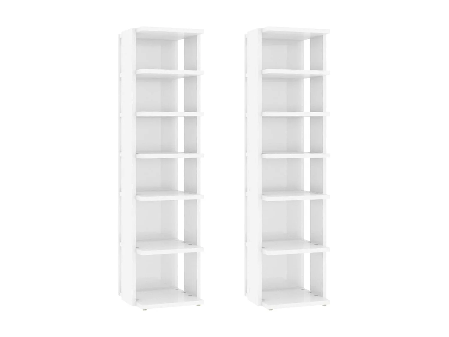 Armários para sapatos 2 unidades branco brilhante 27,5x27x102 cm