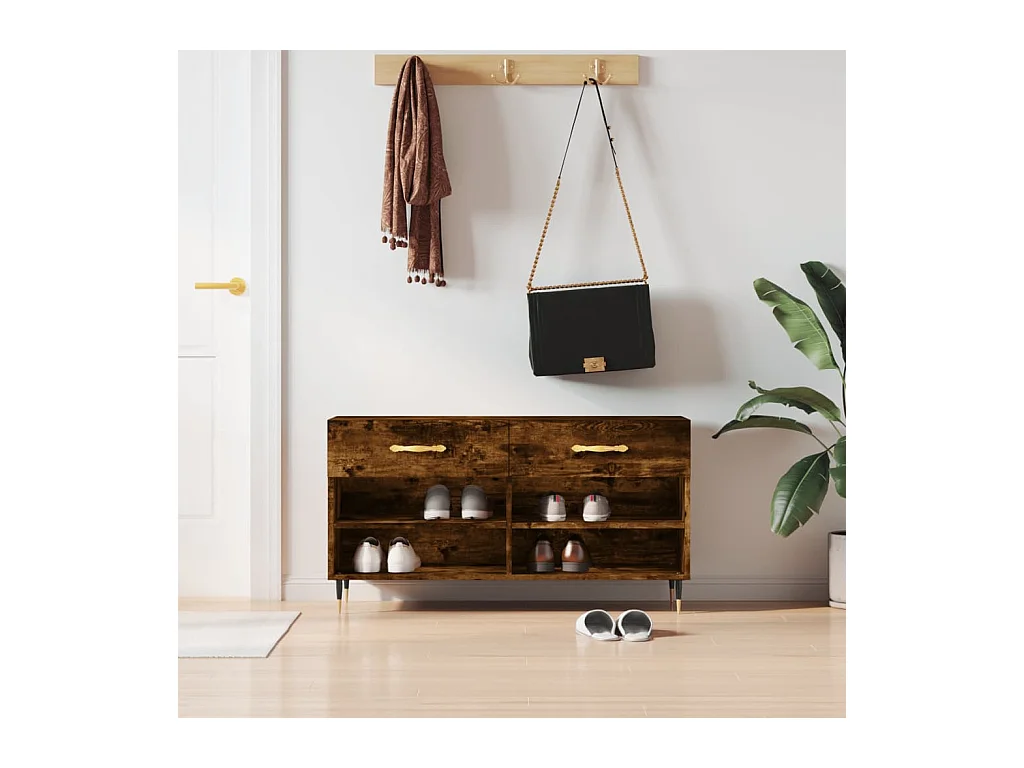 Schuhbank Räuchereiche 102x35x55 cm Holzwerkstoff