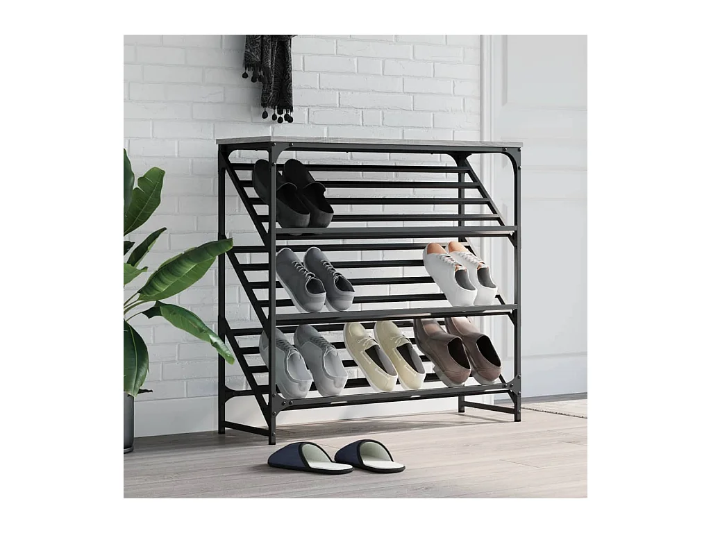étagère à chaussures sonoma gris 90x30x85 cm bois d'ingénierie
