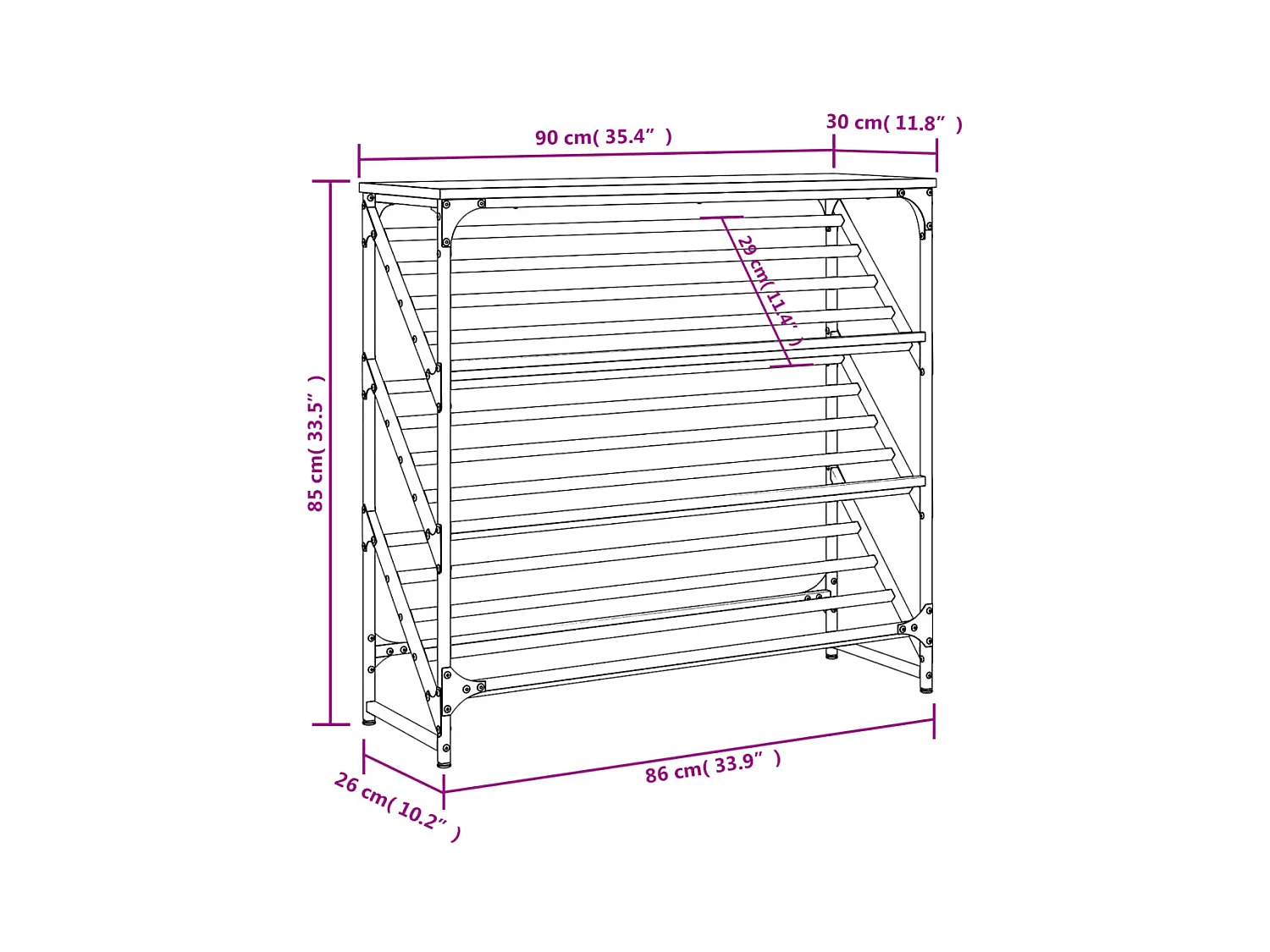 schoenenrek sonoma grijs 90x30x85 cm samengesteld hout
