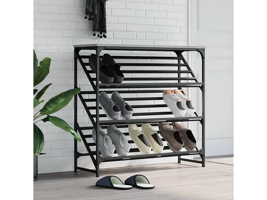 étagère à chaussures sonoma gris 90x30x85 cm bois d'ingénierie
