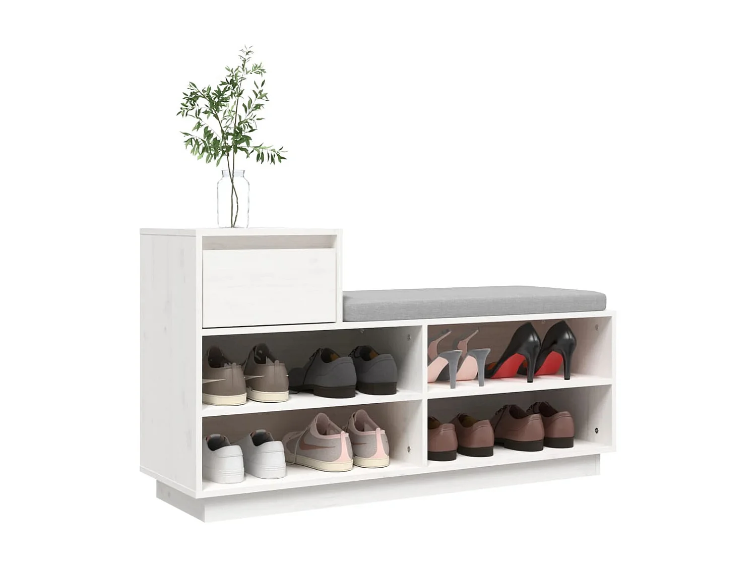 Armoire à chaussures Blanc 110x34x61 cm Bois de pin massif