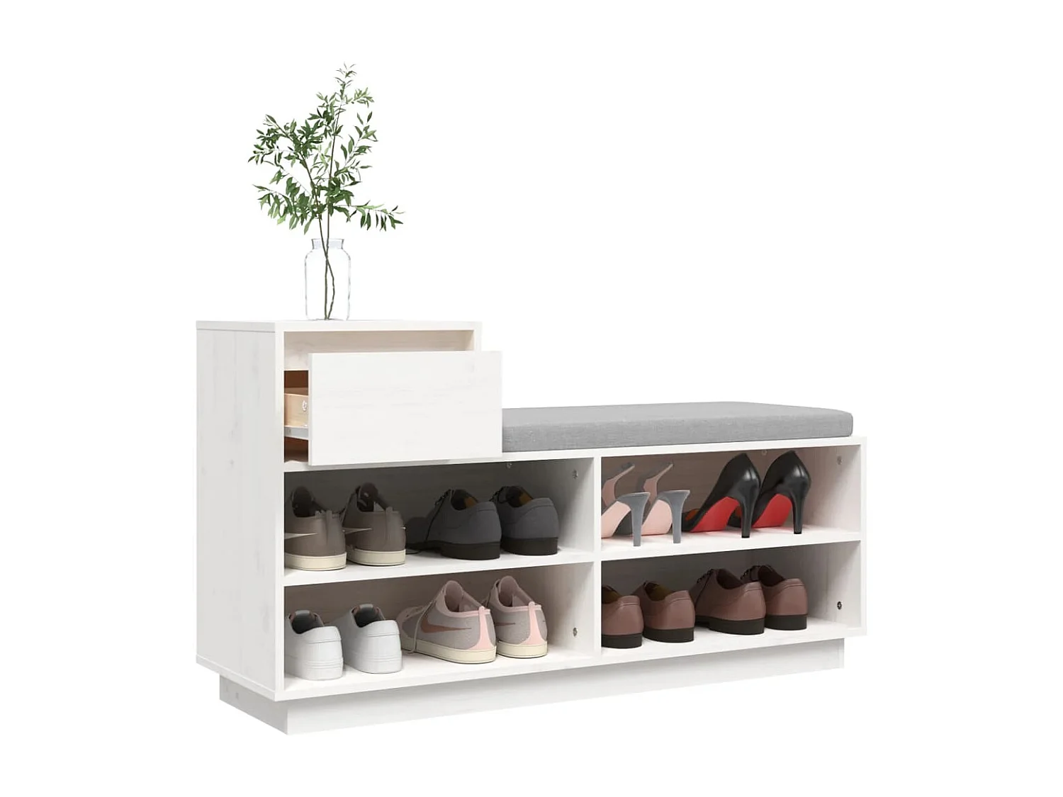 Armoire à chaussures Blanc 110x34x61 cm Bois de pin massif