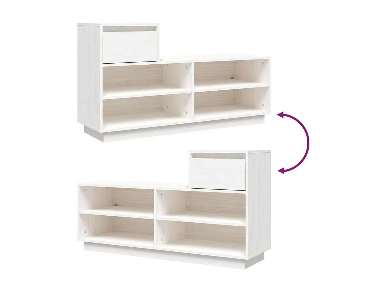 Armoire à chaussures Blanc 110x34x61 cm Bois de pin massif