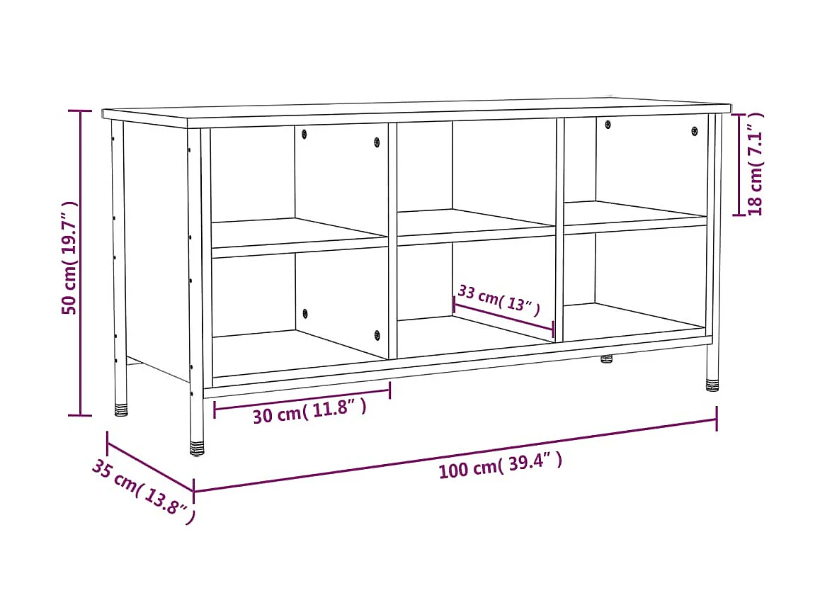 Armoire à chaussures chêne sonoma 100x35x50cm bois d'ingénierie