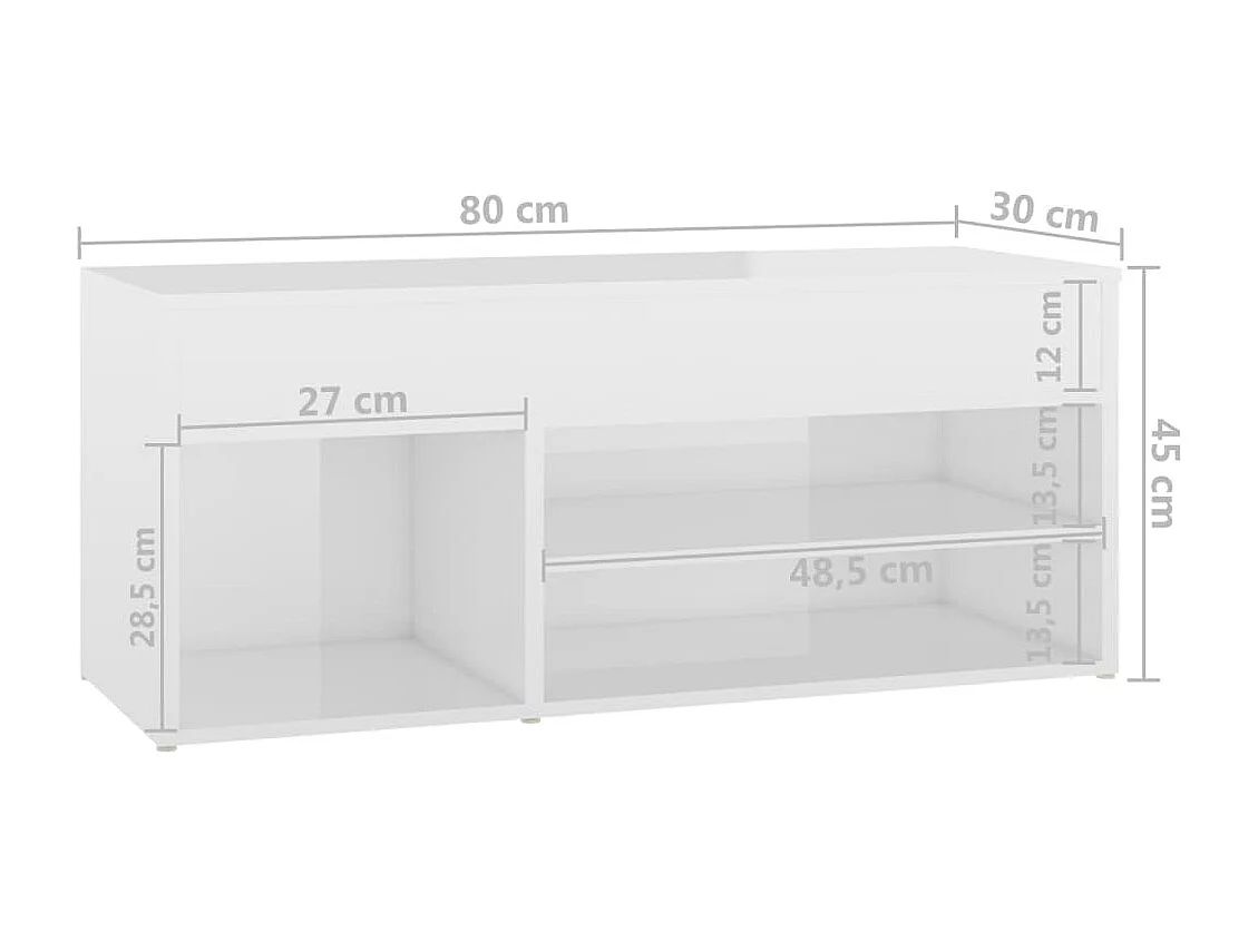 Banco zapatero Aglomerado blanco brillo 80x30x45 cm