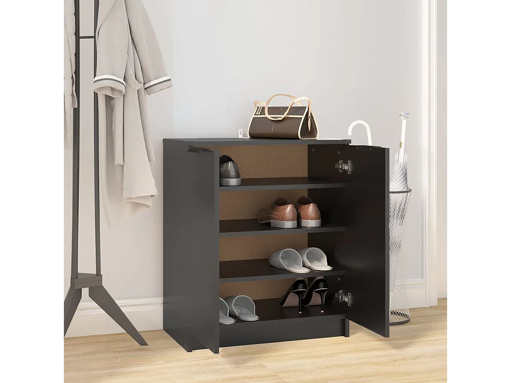 Armoire à chaussures Noir 59x35x70 cm bois d'ingénierie