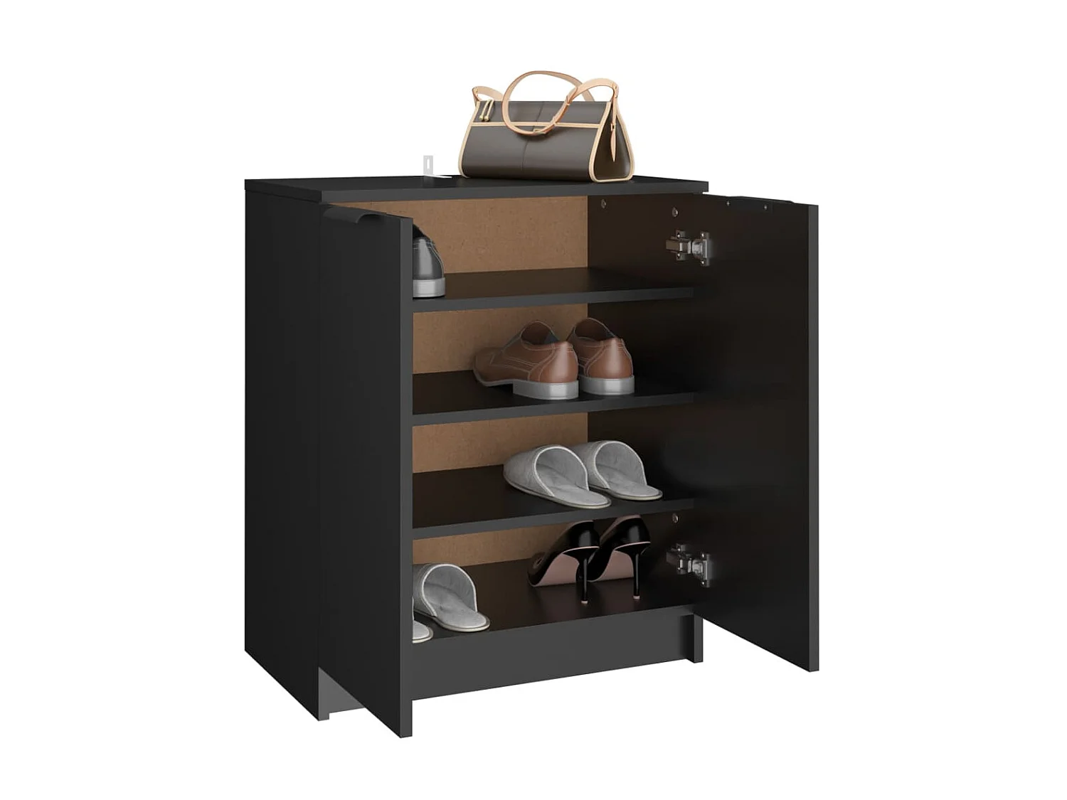 Armoire à chaussures Noir 59x35x70 cm bois d'ingénierie