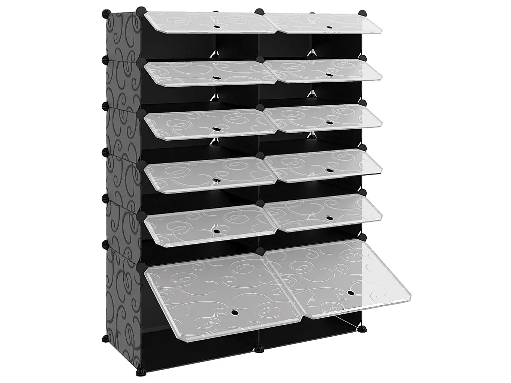 schoenenrek Zwart 94x37x125 cm PP