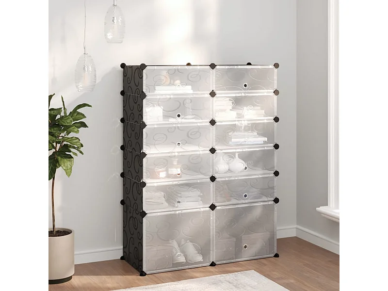 scarpiera Nera 94x37x125 cm PP