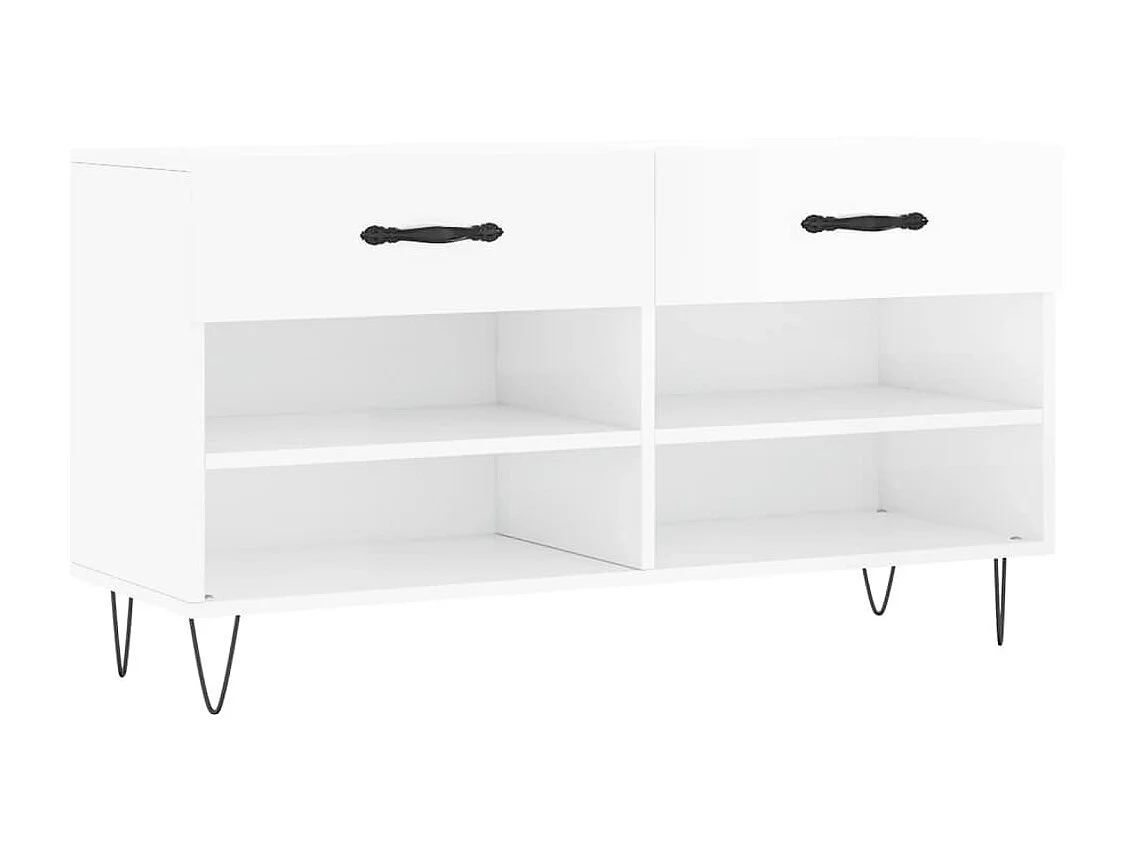 Banco zapatero blanco brillo 102x35x55 cm de madera contrachapada