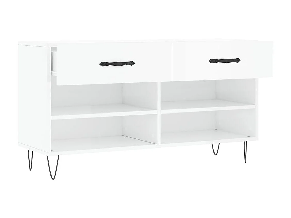 Banco zapatero blanco brillo 102x35x55 cm de madera contrachapada