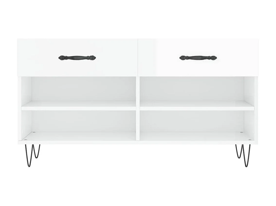 Banco zapatero blanco brillo 102x35x55 cm de madera contrachapada