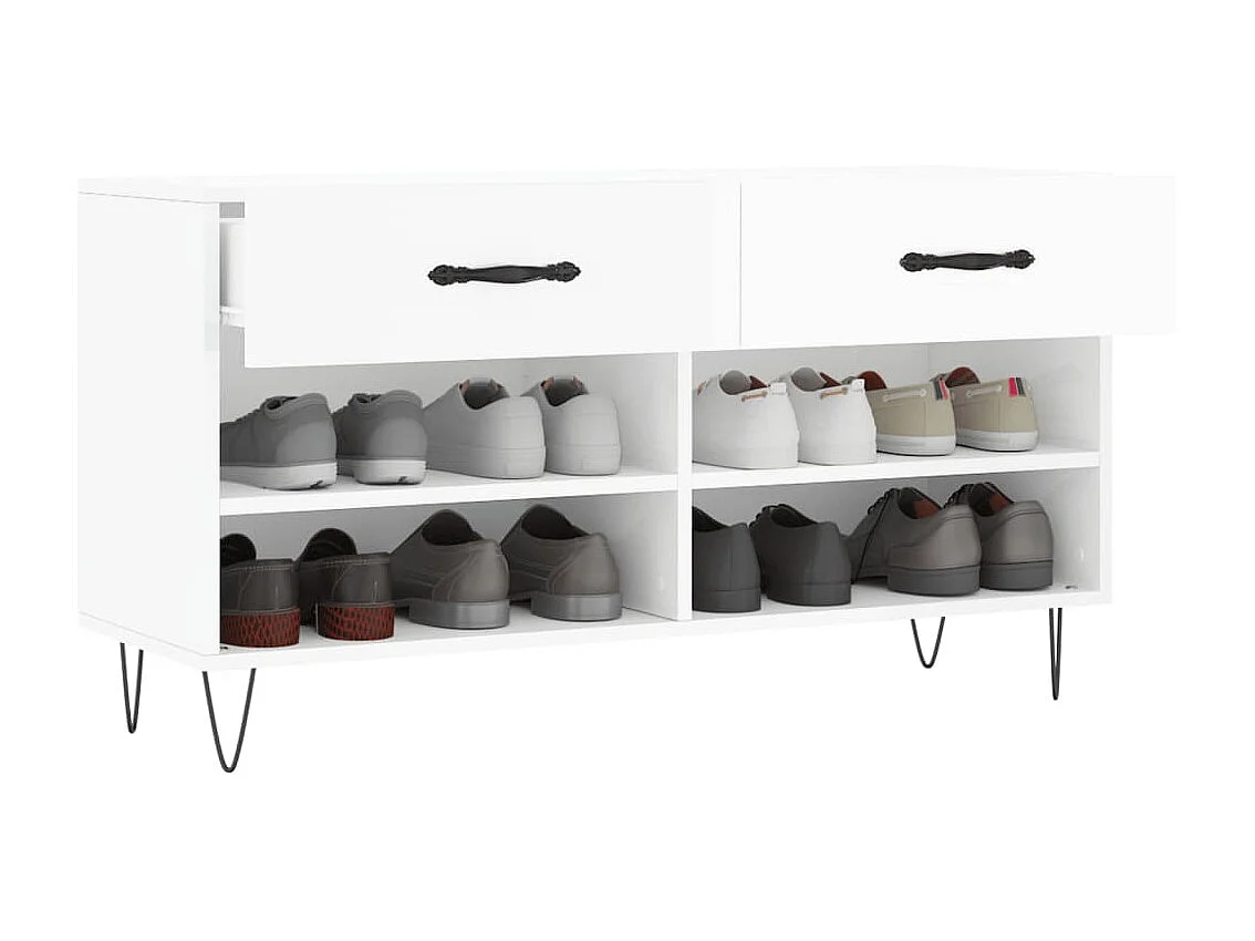 Banco zapatero blanco brillo 102x35x55 cm de madera contrachapada
