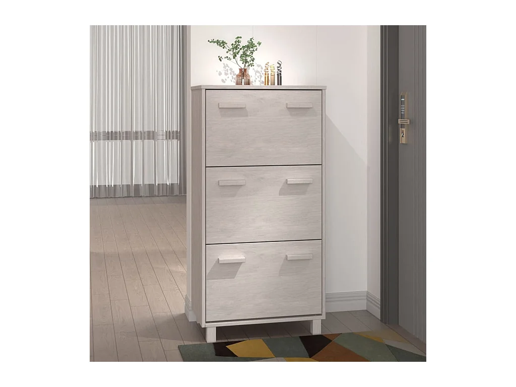 Armoire à chaussures HAMAR Blanc 59,5x35x117 cm Bois de pin