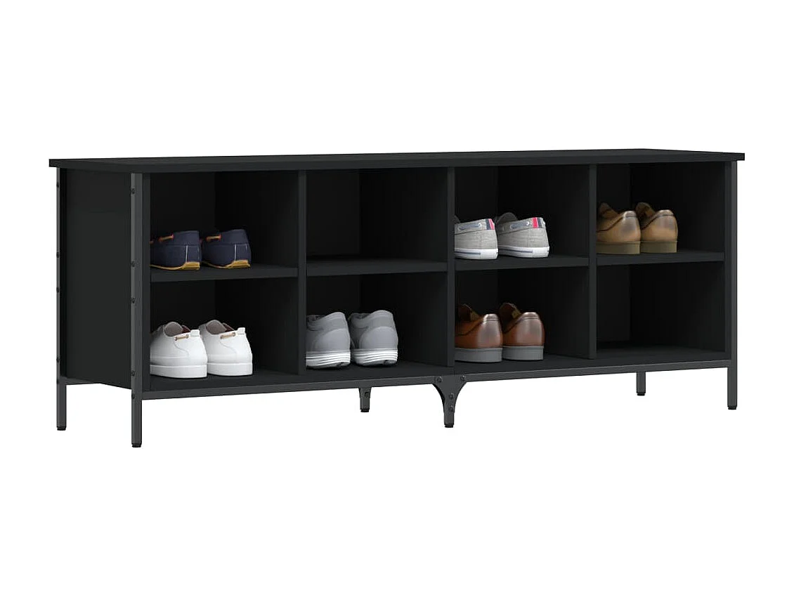 Schoenenkast zwart 131x35x50 cm samengesteld hout