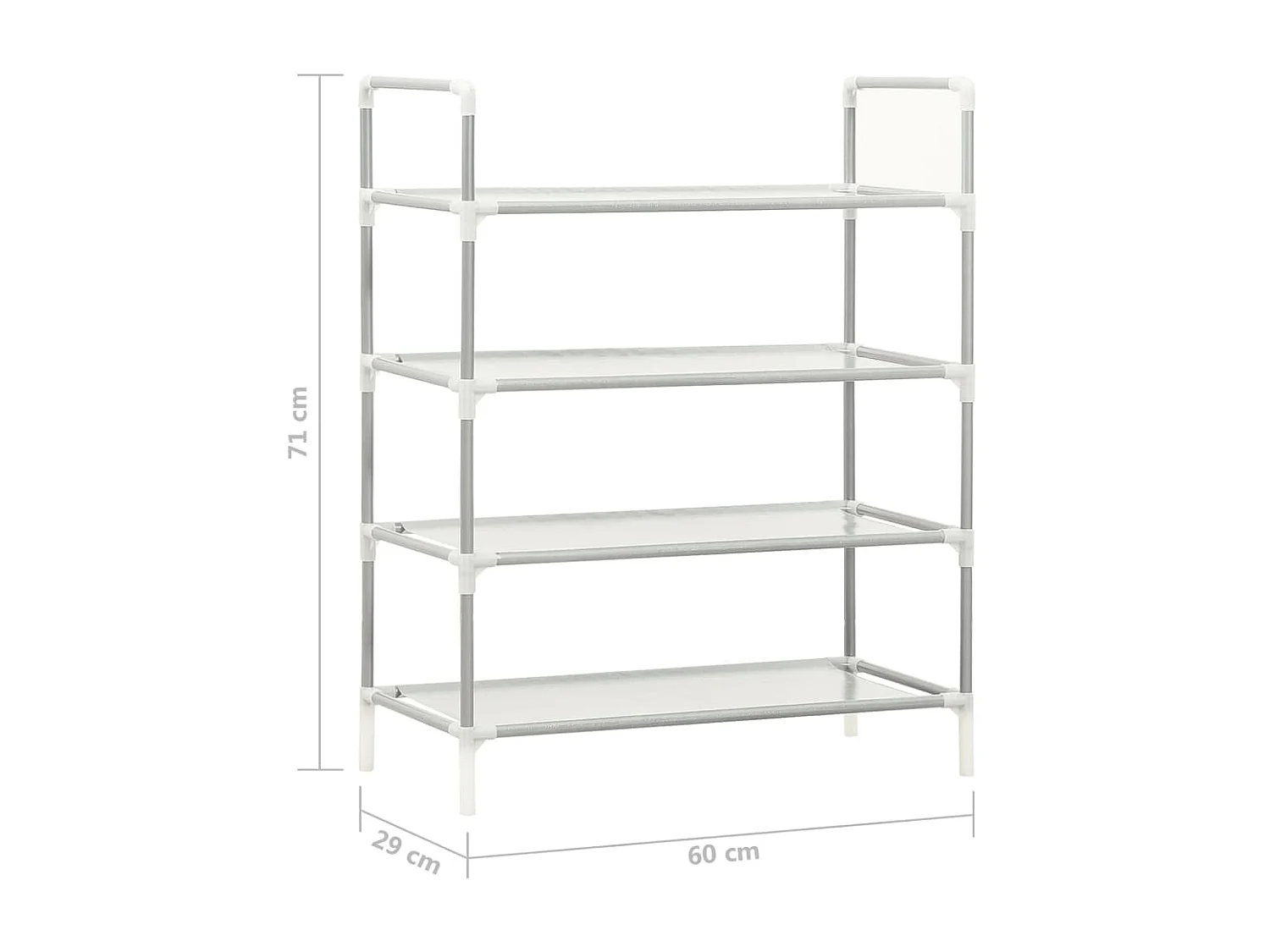 sapateira 4 prateleiras Tecido não tecido de metal e prata