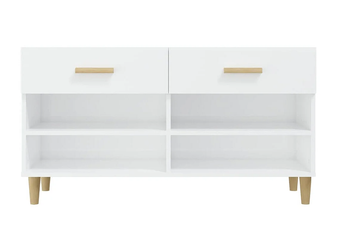 Armoire à chaussure Blanc brillant 102x35x55 cm Bois ingénierie