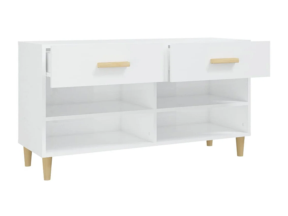 Armoire à chaussure Blanc brillant 102x35x55 cm Bois ingénierie