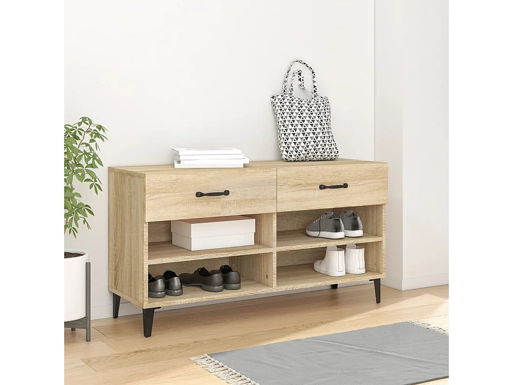 Armoire à chaussures Chêne sonoma 102x35x55cm Bois d'ingénierie