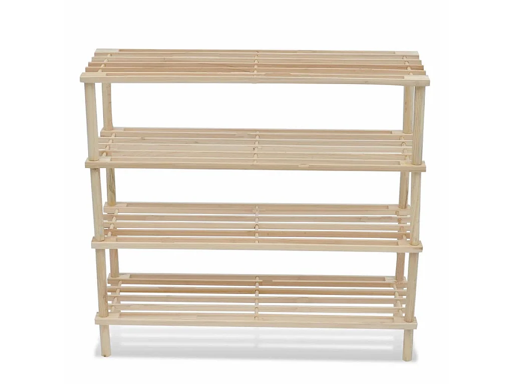 Schoenenrek met 4 planken, 2 stuks massief dennenhout