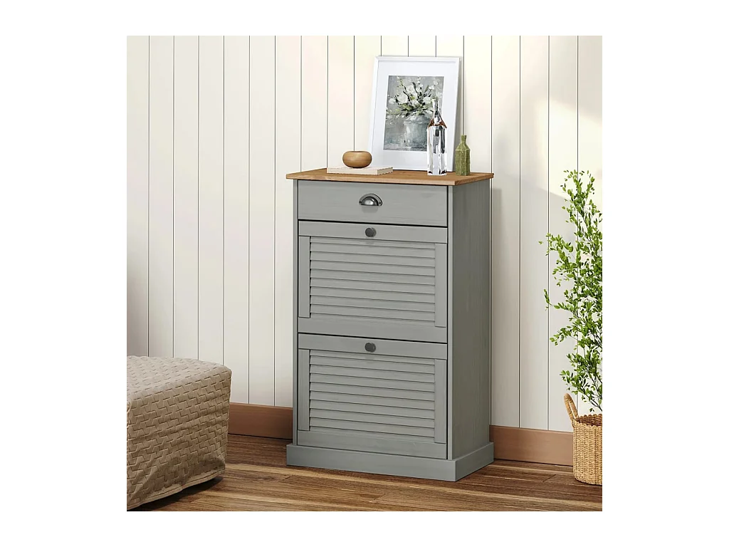 Armoire à chaussures VIGO 60x35x96 cm gris bois massif de pin