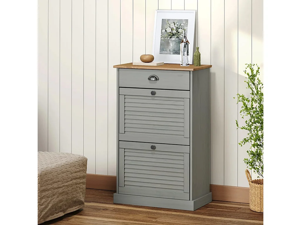 Zapatero VIGO 60x35x96 cm madera maciza de pino gris